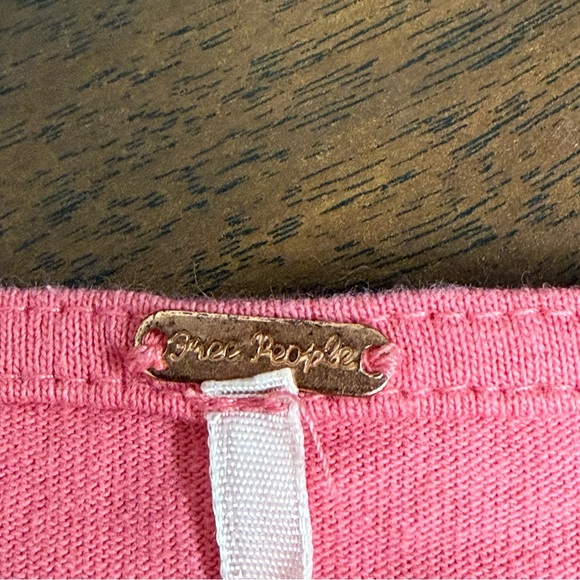 Free People Pink Tie Front Crop Top Puff Sleeve Boho Summer Festival Tee - Picture 8 of 13